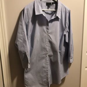 Worthington blue and white striped 3/4 sleeve blouse. Size 2X. Stretch